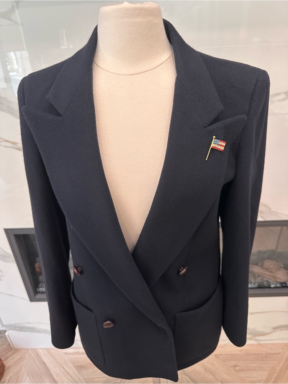 Vintage Bergdorf Goodman Wool Double Breasted Blazer— Size 6